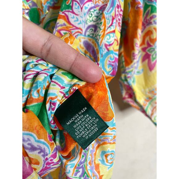 Lauren Ralph Lauren Multi-color Paisley Blouse Lightweight Womns 2X - Picture 10 of 12